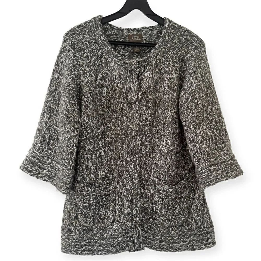 Fenn Wright Manson Wool Alpaca Blend Chunky Cardigan Sweater Size Medium